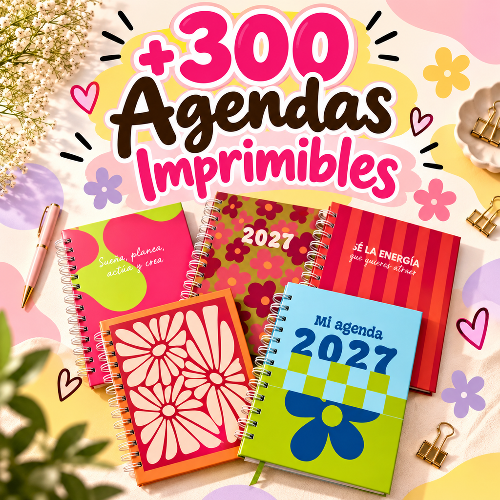Pack 4 en 1 Agendas Imprimibles  + 8 Bonos de Regalo